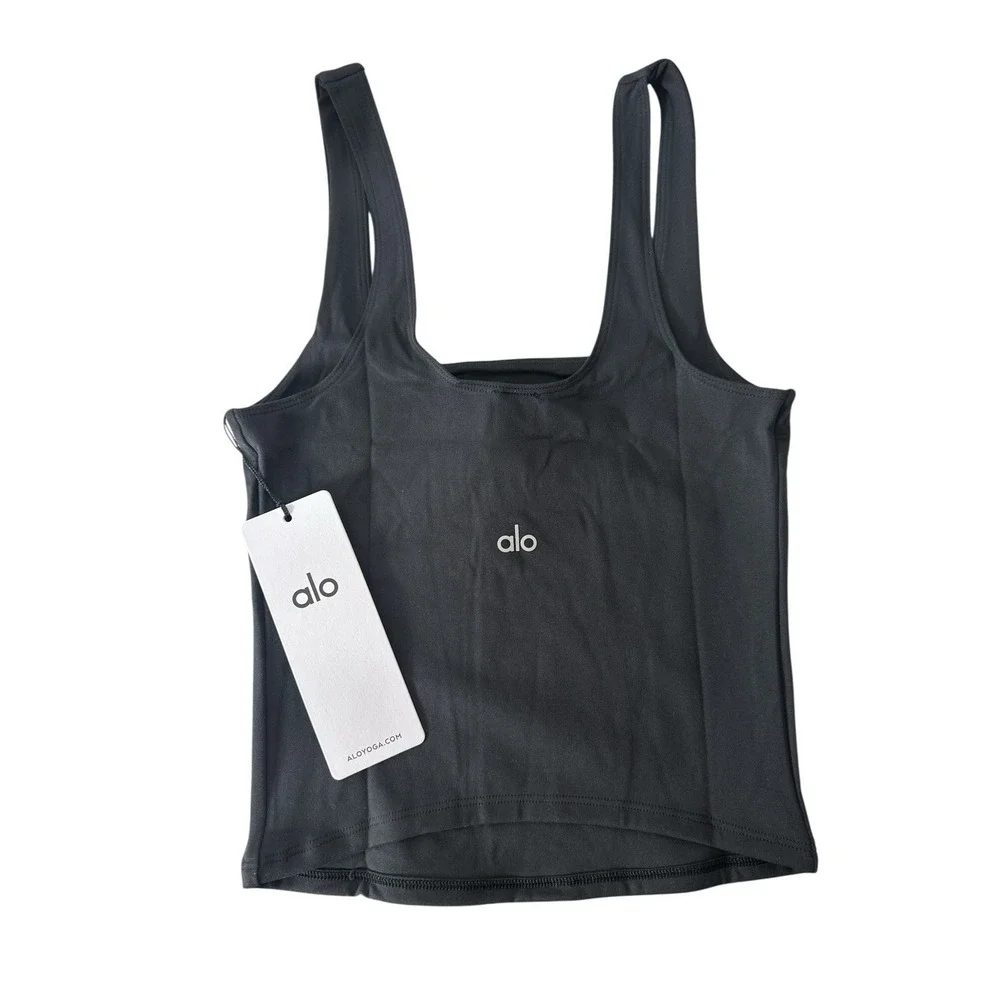 New ALO Yoga Soft Sculpt Precision Tank Women's Small Black Sleeveless Stretch‎